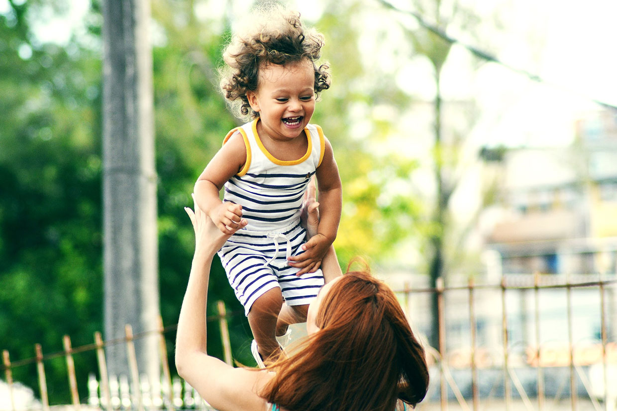 Parent connecting with preteen child
