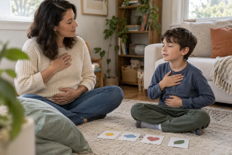 Parent supporting a child who is struggling to use a learned skill